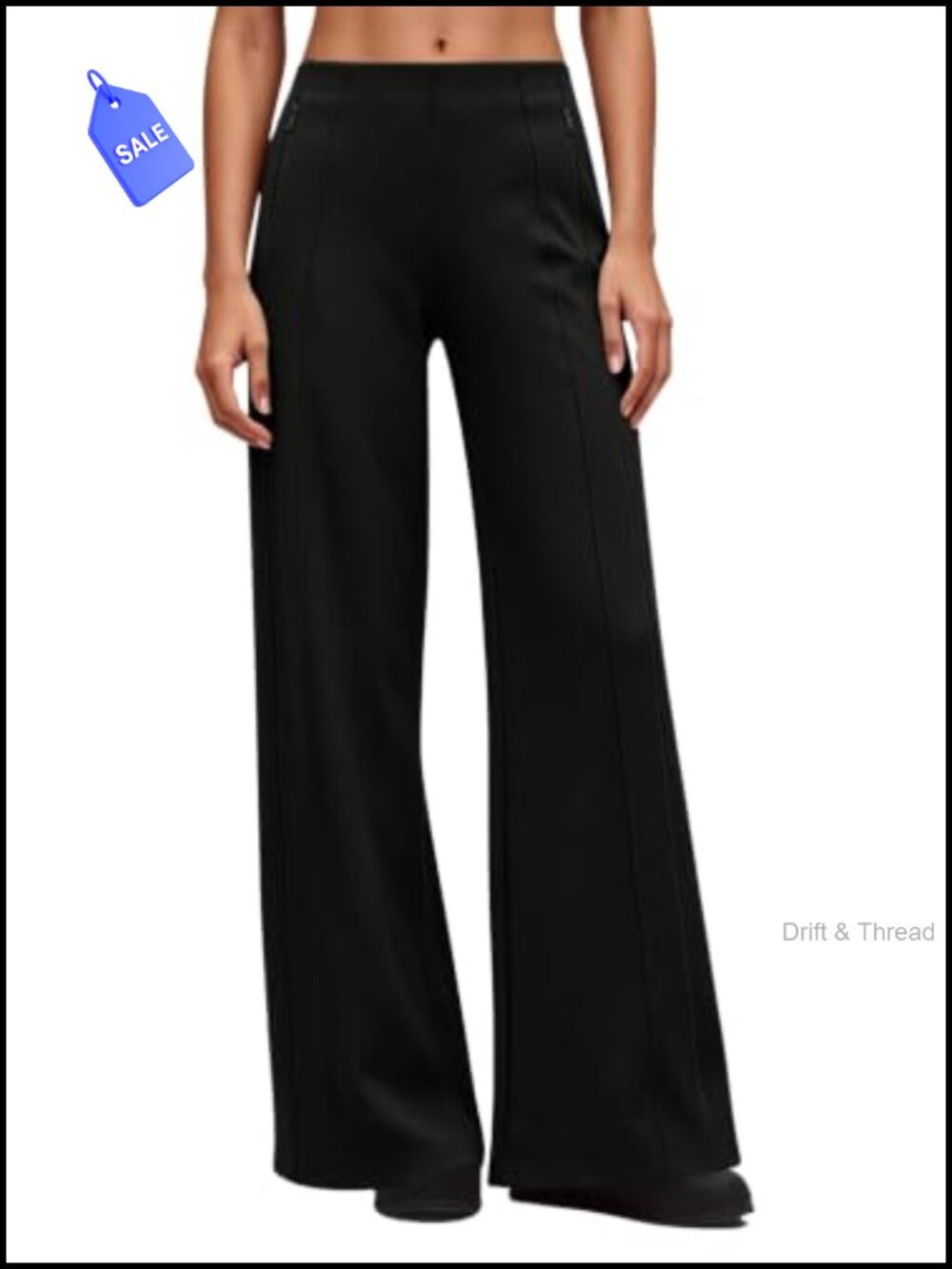 QINSEN Wide Leg Yoga Pants High Waisted Zipper Pockets Stretchy Palazzo
